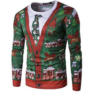 STTLZMC Heren kerstprint lange mouwen ronde hals pullover sweatshirt T-shirt, Kleur van de afbeelding, M