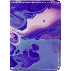 Paspoort Houder Cover Case PU Lederen Reisdocumenten Organizer Protector Abstract Art Acryl Paars Marmeren Textuur, Meerkleurig, 10x14cm/4x5.5 in