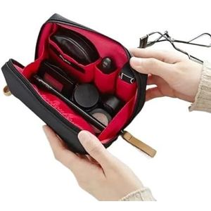 Make-up tas make-up tas meerdere kleuren gepartitioneerde cosmetische zakje grote capaciteit waterdichte lippenstift pakket woninginrichting make-up tas, Zwart/Rood, Eén maat