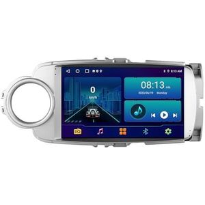 Dubbele DIN Android 14 autoradio voor Toyota Yaris 2012-2017 9 Duim QLED Touch screen-met Draadloze Carplay Android Auto GPS navigatie 4G WiFi Stuurwielbediening achteruitrijcamera(LHD,P4 4G+WIFI 8Cor