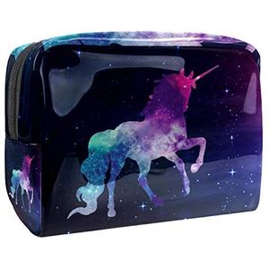 Make-uptas PVC toilettas met ritssluiting waterdichte cosmetische tas met sterrenhemel Galaxy Unicorn voor dames en meisjes