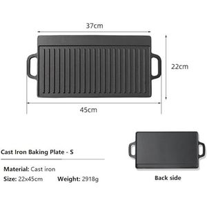 griddle pan for stove top Bakplaat for kookplaat, Outdoor camping barbecue grillpan grillpan dubbelzijdig ijzeren plaat gegrilde steak gas inductie grillpan, draagbare grillpan koekenpan (Color : S B