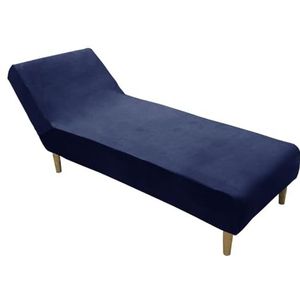 Fluwelen Pluche Chaise Lounge Hoes Luxe Chaise Stoel Hoes Stretch Armloze Chaise Lounge Beschermers Wasbare Fauteuil Bankhoes Voor Woonkamer Slaapkamer(Color:Navy blue)
