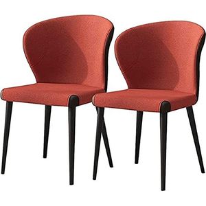 GEIRONV Moderne keuken eetkamerstoelen set van 2, met koolstofstalen poten splicing stoel keukenstoel gestoffeerde stoelen Eetstoelen (Color : Red, Size : 79 * 41 * 45cm)