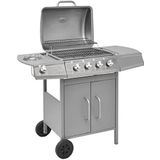 VidaXL Gasbarbecue 4+1 Kookzone Zilver - Krachtige BBQ voor heerlijke maaltijden