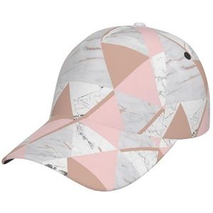 FUkker Baseballpet, zonnehoed sportpet casual papa-hoeden truckerhoeden snapback hoeden, grijs en roze roségoud marmer diamant, zoals afgebeeld, one size