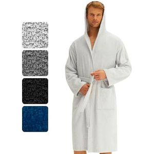 Morgenstern Badjas Heren Katoen Badstof Capuchon Sauna Spa Thuis XL Lichtgrijs