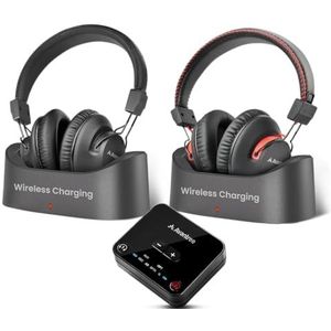 Avantree HT41899 Plus 2 - Dubbele Bluetooth draadloze hoofdtelefoon voor tv-kijken met zender en oplaaddocks, aptX Adaptive & Low Latency ondersteuning, compatibel met optische en 3,5 mm AUX-tv's