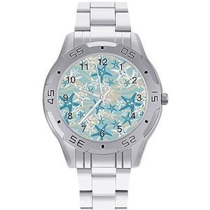 Sea Star herenhorloge, modieus, sporthorloge, zakelijke horloges met roestvrijstalen armband, Stijl, regular