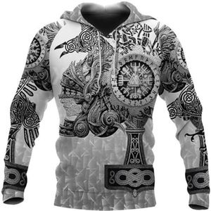Viking Middeleeuws Kompas Herenhoodie, Gepersonaliseerde Unisex Pullover-sweatshirt Met Volledige Print In 3D, Top Met Lange Mouwen Voor De Herfst.