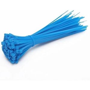Kabelhuls 200 stuks nylon kabel zelfborgende nylon kan los recyclen plastic herbruikbare kabelbinders organisator (kleur: stropdas 4 x 200 mm 200 stuks, maat: blauw)