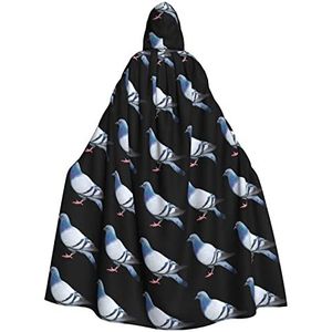 Bxzpzplj Duivenprint Hooded Mantel Volwassenen, Carnaval Heks Cosplay Gewaad Kostuum, Carnaval Feestbenodigdheden, 185cm