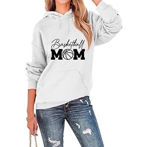 Basketball Mom Hoodie Shirts Women Long Sleeve Sport Lover Sweatshirt Funny Mom Hooded Mother's Day Pullover Top
