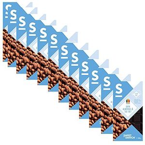 SWEET-SWITCH® - 12 x 100g - Pure Belgische Chocolade met Amandelen en Zeezout - Chocolade - Suikervrij - Glutenvrij - Vegan - KETO