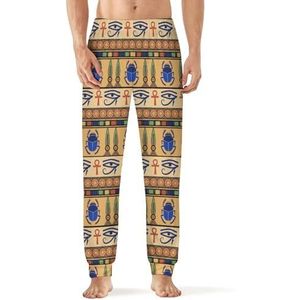 Egyptische Ornament Mannen Pyjama Broek Zachte Lounge Bottoms Met Pocket Slaap Broek Loungewear