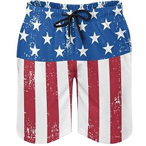 Retro Amerikaanse vlag heren zwembroek bedrukt board shorts strand shorts badmode badpakken met zakken L