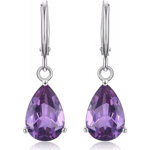 Crystalline Azuria Traans Bengelen Oorbellen met Paarse Violette Zirkonia Kristallen 18 kt Witgoud Verguld voor Vrouwen