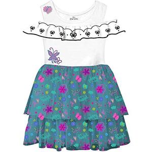 Disney Encanto Mirabel voor grote meisjes, mooie vlinder ruches rok kostuumjurk, veelkleurig/bloemen, medium (7/8)