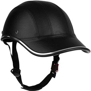Retro Motorcycle Baseball Cap Halve Helm, DOT Goedgekeurde Duitse Stijl Skull Cap Open-Face Helm voor Scooter Mannen en Vrouwen Street Cruiser Bromfiets Chopper ATV Helm Decoration
