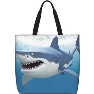 VTCTOASY Witte haaienprint vrouwen draagtas grote capaciteit boodschappentas mode strandtas voor werk reizen, zwart, één maat, Zwart, One Size