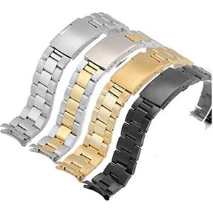 16 18 mm 21 mm 24 26 mm 22mm 20mm gebogen uiteinde roestvrijstalen horlogeband band geschikt for Samsung Galaxy horloge Active2 4 6 mm 44mm Horlogeband (Color : Silver gold, Size : 18mm)