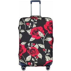 Rode roos tuin elastische trekstang reiskoffer beschermer,Uniek ontworpen handbagage cover bescherming