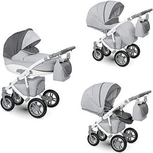 Kinderwagen Pram Pushchair 2in1 3in1 Isofix Autostoel Gratis Accessoires Sir door ChillyKids 2in1 without baby seat Heaven Grey SI-12