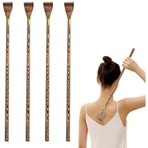 PRITOK 4 stuks houten rugkrabber: 43 cm massageapparaat lange rugkrabber handheld handheld handmatig rugmassageapparaat voor onmiddellijke verlichting van jeuk
