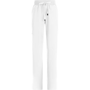 B-well Mauri Medische slip broek halve jogger 7 zakken met elastische tailleband en achterzakken ziekenhuis uniformbroek met elastaan, wit, M