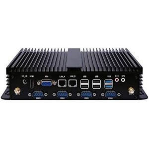 Kaby Lake I5 7200U Industriële PC IPC Mini PC Fanless PC Met Dual Lan GbE 16G RAM 512G SSD Ondersteuning Linux/windows 6 COM 8 USB USB3.0 VGA HDMI Rijke IO, Zwart Aluminium