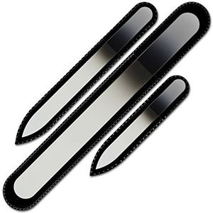 Mont Bleu set van 3 glazen nagelvijlen in een fluwelen zakje, regenboogkleuren, echt getemperd Tsjechisch glas – levenslange garantie – handgemaakt in Tsjechië – beste nagelvijlen voor natuurlijke nagels