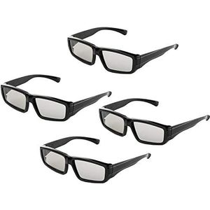 Set van 4 passieve gepolariseerde 3D-brillen voor LG, Sony, Panasonic, Toshiba en alle passieve 3D-tv's RealD 3D-bioscoopbril voor het bekijken van films, Family Pack Circular gepolariseerde lenzen