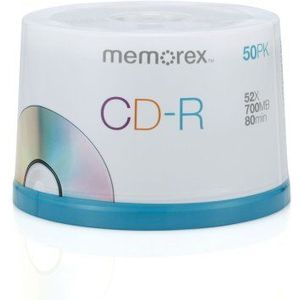 Memorex Blank Media 52X 700MB 80 minuut CD-R 110 Pack Spindle (32020034024) 50 pack spindle zilver