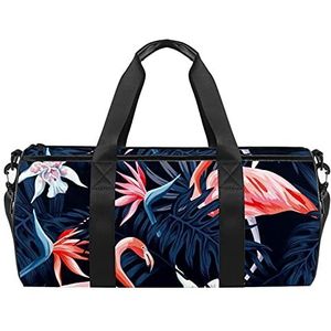 Reizen strandtassen, grote sport gym overnachting duffle tropische flamingo palmprint schoudertas met droge natte zak