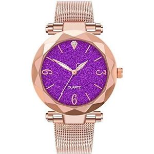 Shiny Diamond Vrouwen letten Magnetic Sterrenhemel horloge for Female Clock Waterproof dames Wrist Watch relogio feminino (Color : Purple)
