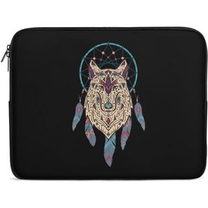 Tribal Wolf Dreamcatcher Laptop Sleeve Case Casual Computer Beschermhoes Slanke Tablet Draagtas 17 inch