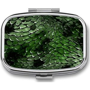 Leuke Pil Organizer Groene Slang Gedrukt Draagbare Reizen Pillendoos Mini Pillendoos Kan buitenshuis worden gebruikt