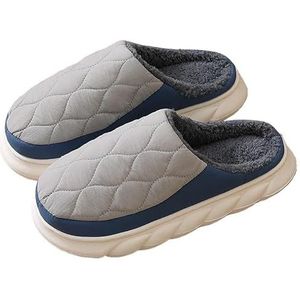 Indoor pantoffels for heren Winter pluizig met bont gevoerde pantoffels Dames winter pluche warme comfortabele pantoffels for heren (Color : Grey Blue, Size : 48-49(fit47-48))