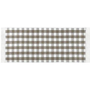 Keuken loper beige geruit 50 x 135 cm gemaakt van 100% katoen • keuken loper wasbaar en robuust • tapijt voor keuken, hal, woonkamer • binnen en buiten