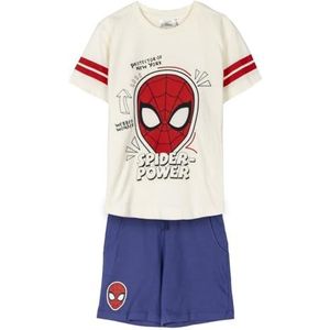 Spiderman T-shirt en shorts, wit, rood en blauw, maat 5 jaar, van katoen 220 g/m², Spiderman-print, origineel product, ontworpen in Spanje