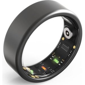 Fitness Smart Ring, Tracker voor hartslagmeter, Bloedzuurstof, Lichaamstemperatuur, Slaap, Stappenteller, APP, Oplaadbaar, Waterdicht, voor dames en heren (Color : Black, Size : #7)