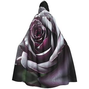 Gothic Rose Flower Print Unisex Volledige Lengte Hooded Mantel Party Mantel Perfect voor Carnaval Fancy Dress Cosplay