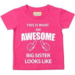 60 Second Makeover Limited Dit is wat een geweldige grote zus eruit ziet als roze t-shirt baby peuter kinderen verkrijgbaar in maten 0-6 maanden tot 14-15 jaar