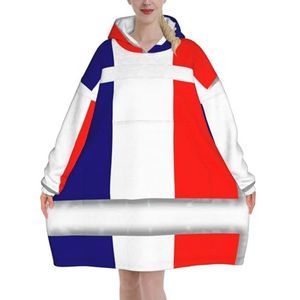 Oversized Franse Vlag Hoodies Vrouwen Uk Pluizige Deken Hoodie Sherpa Vrouwen Fleece Draagbare Deken Mannen