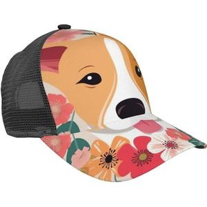 GeRRiT Hond Bloemen Gedrukt Verstelbare Baseball Cap Neutrale Hoofddeksels Mode Zonnehoed