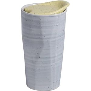 cups Klassieke dubbele keramische mok met deksel Eenvoudige keramische theekopje mokset Geïsoleerde handige beker for koude/warme dranken - 350ML - 3 kleuren koffie (Color : Yellow)