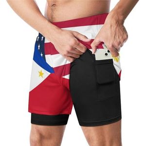 Amerikaanse En Filippijnen Vlag Grappige Zwembroek Met Compressie Liner & Pocket Voor Mannen Board Zwemmen Sport Shorts