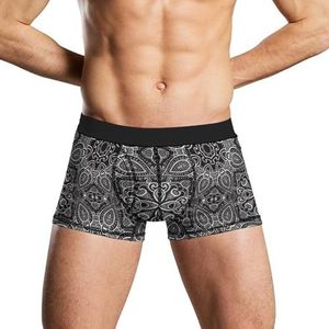 Zwart Mandala Paisley Zacht Heren Ondergoed Comfortabele Ademend Fit Boxer Slips Shorts 2XL