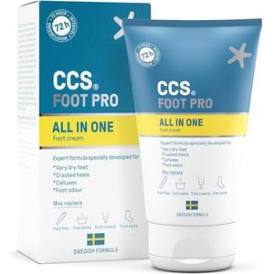 CCS All-in-One voetcrème 100 ml - voetcrème voor gebarsten hielen, droge huid en eeltplekken - vochtinbrengende crème - ontwikkeld voor zeer droge voeten, gebarsten hielen, eelt en voetgeur