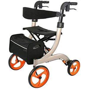Rollator - Opvouwbaar - Met Zitting - Remsysteem - Comfortabele Handgrepen - Rugleuning